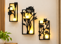 3-Piece Floral Wall Shelf Set with Candle Holder | Elegant Wall Decor – All Item Mart