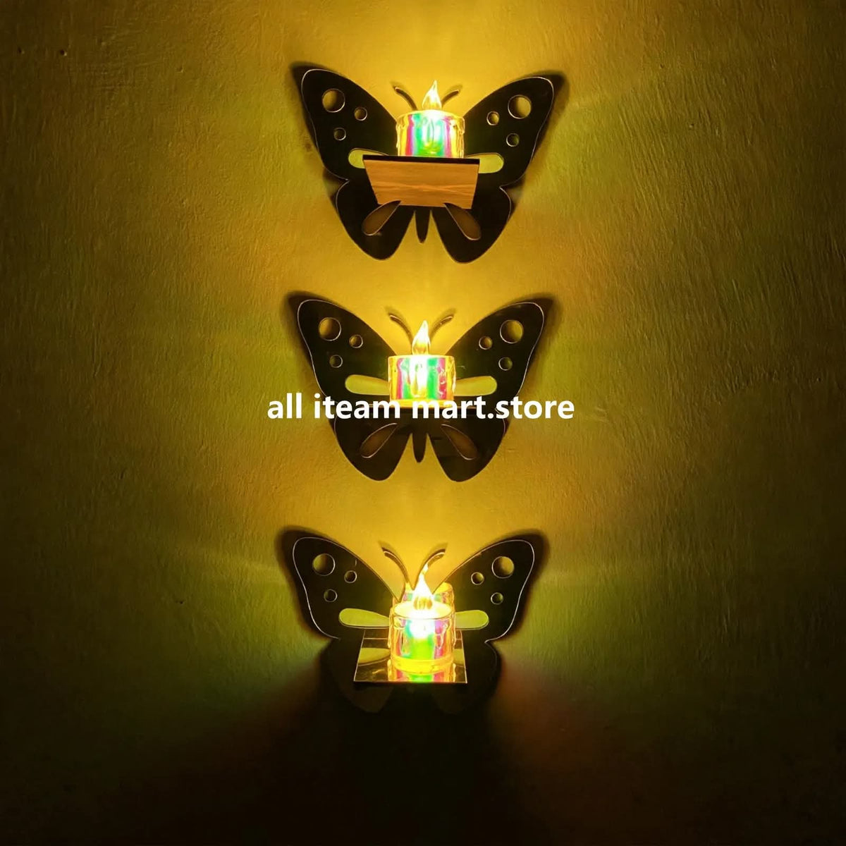 3 Butterfly Wall Shelves with 3 FREE Artificial LED Candles