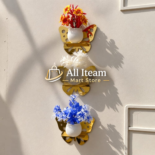 Acrylic Butterfly Shelves with Plants Wall Decor